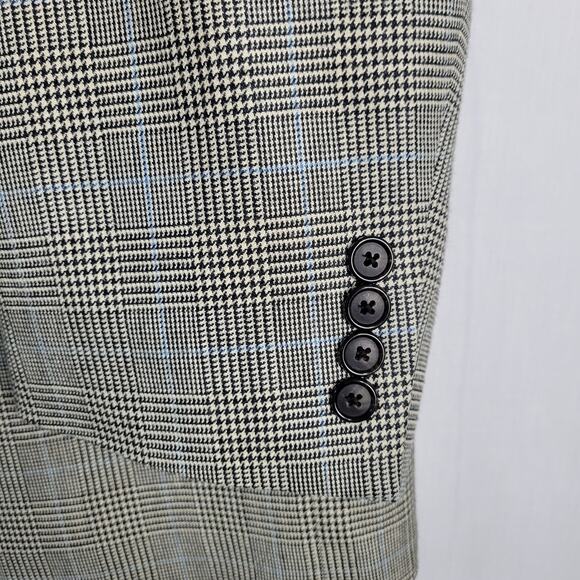 Lauren Ralph Lauren silk wool two button blazer sz 48L gray houndstooth classic - Picture 8 of 10